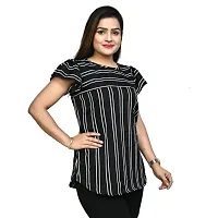 Elegant Black Polyester Striped Top For Women-thumb1