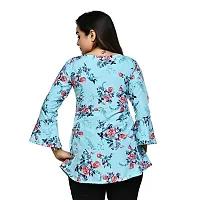 Elegant Turquoise Polyester Printed Top For Women-thumb3