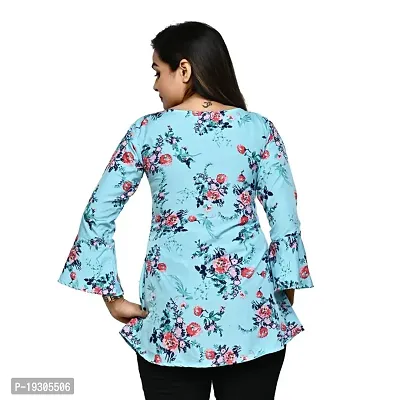 Elegant Turquoise Polyester Printed Top For Women-thumb4