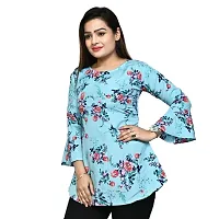 Elegant Turquoise Polyester Printed Top For Women-thumb1