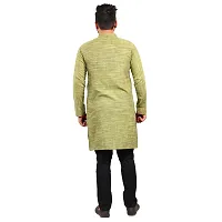 Aarav Boss Mehandi Green Cotton Men Long Kurta (Size- Medium)-thumb3