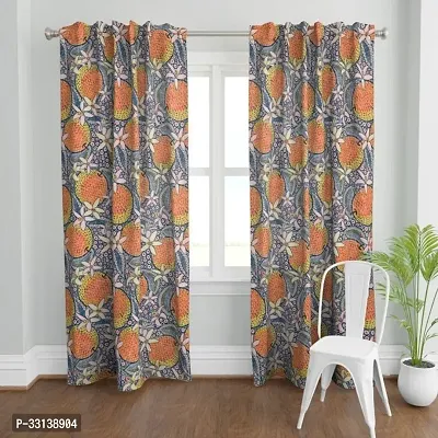 3D Orange  Fruit  Digital Printed Polyester Fabric Curtains for Bed Room Kids Room Living Room; Curtain Door 7 feet ( Pack of 1 )