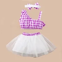 OMLI Sleeveless Bow Applique Frock Dress for Girls (4-5 Years, Purple)-thumb1