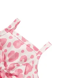 OMLI Baby Girls Pink Sleeveless Printed Knee Lenght Net Frock Clothes Set-thumb1