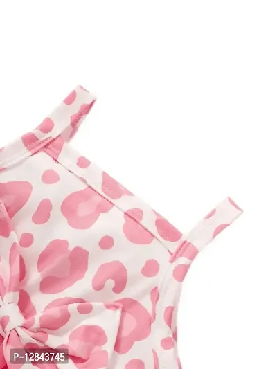 OMLI Baby Girls Pink Sleeveless Printed Knee Lenght Net Frock Clothes Set-thumb2