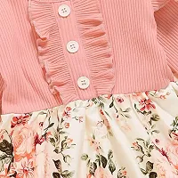 OMLI Baby Girl Dress Toddler Dress Long Sleeve Infant Casual Dress Ruffle Bow Print Clothes Spring Autumn Baby Girls Clothing (Peach, 2-3 Years)-thumb1