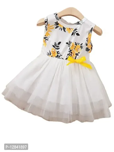 OMLI Baby Girl Floral Bow Front Layered Net Dress