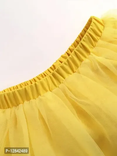 OMLI Baby Ruffle Trim Tube Top & Mesh Overlay Skirt & Headband (Yellow, 4-5 Years)-thumb3