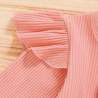 OMLI Baby Girl Dress Toddler Dress Long Sleeve Infant Casual Dress Ruffle Bow Print Clothes Spring Autumn Baby Girls Clothing (Peach, 2-3 Years)-thumb3