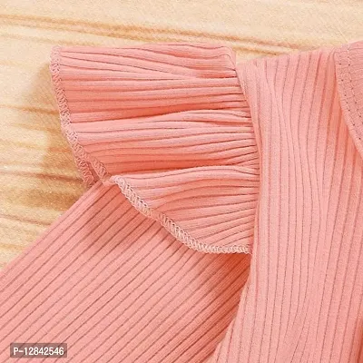 OMLI Baby Girl Dress Toddler Dress Long Sleeve Infant Casual Dress Ruffle Bow Print Clothes Spring Autumn Baby Girls Clothing (Peach, 2-3 Years)-thumb4