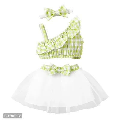OMLI Sleeveless Bow Applique Frock Dress for Girls (1-2 Years, Green)