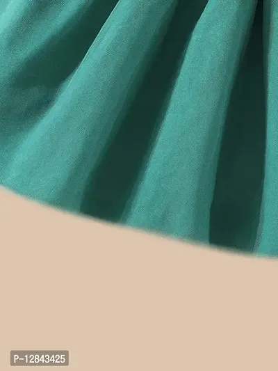 OMLI Baby Floral Print Ruffle Trim Bow Front Mesh Hem Dress (2-3 Years) Green-thumb4