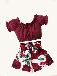 OMLI Baby Girl Frill Trim Top  Floral Shorts  Headband-thumb2