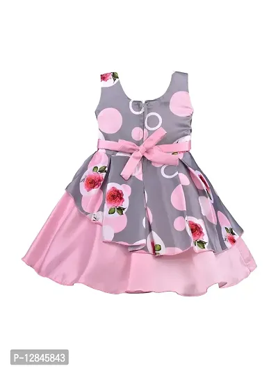 OMLI Steffi Love Baby Girls Midi/Knee Length Festive/Wedding Dress Floral (Pink, Sleeveless)(3-4 Years)-thumb2