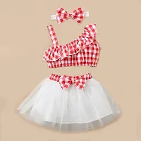 OMLI Sleeveless Bow Applique Frock Dress for Girls-thumb1