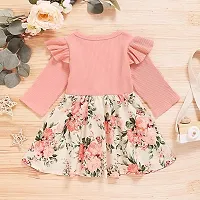 OMLI Baby Girl Dress Toddler Dress Long Sleeve Infant Casual Dress Ruffle Print Clothes Baby Girls Clothing (Peach, 5-6 Years)-thumb2