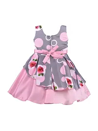 OMLI Steffi Love Baby Girls Midi/Knee Length Festive/Wedding Dress Floral (Pink, Sleeveless)(2-3 Years)-thumb1