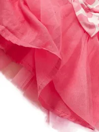 OMLI Baby Girls Pink Sleeveless Printed Knee Lenght Net Frock Clothes Set-thumb4
