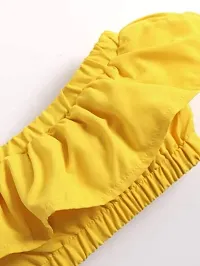 OMLI Baby Ruffle Trim Tube Top & Mesh Overlay Skirt & Headband (Yellow, 4-5 Years)-thumb4