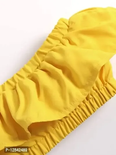 OMLI Baby Ruffle Trim Tube Top & Mesh Overlay Skirt & Headband (Yellow, 4-5 Years)-thumb5