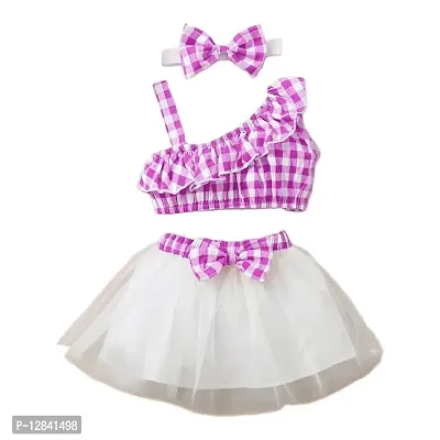 OMLI Sleeveless Bow Applique Frock Dress for Girls (4-5 Years, Purple)-thumb0