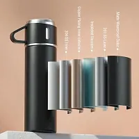 Stainless Steel Vacuum Flask Set with 3 Steel Cups Combo-thumb1