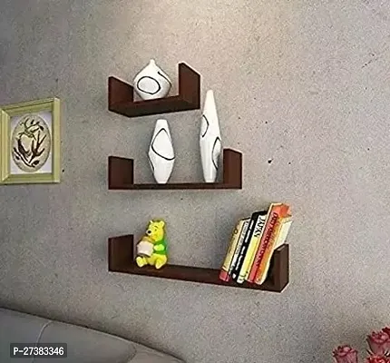 U Shape Floating Wall Rack Shelves For Living Room Kitchen Book Home Decoration Office Brown