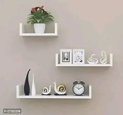 U Shape Floating Wall Rack Shelves For Living Room Kitchen Book Home Decoration Office Brown