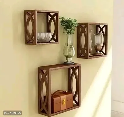 Floating Shelves Open Cube Wall Shelf Set With Hidden Brackets 3 Sizes To Display Decor Photos More Hardware Included Brown