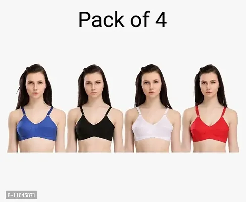 Classic Solid Bra for Women, Pack of 4,