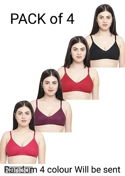 Classic Solid Bra for Women, Pack of 4,