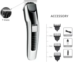 HTC AT-538 Rechargeable Hair Beard Trimmer for Men Trendy Styler HTC Trimmer Stainless Steel Sharp Blade Beard Shaver (Black)-thumb1