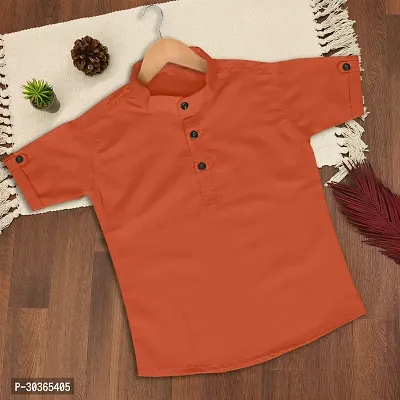 Kids Boys Short Kurta Cotton Blend Orange-thumb0