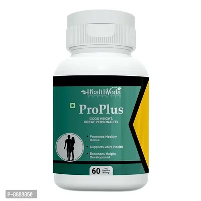 Health Veda Organics ProPlus 500 mg I 60 Veg Capsules I Good Height  Great Personality I Supports Healthy Bones  Muscles I For both Men  Women