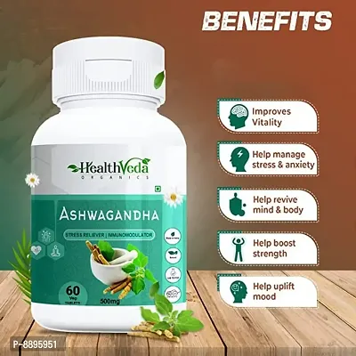 Health Veda Organics Ashwagandha, 1000 mg | 60 Veg Tablets | Boost Immunity, Rejuvenates Mind  Body | For Men  Women-thumb3