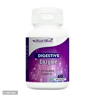 Health Veda Organics Digestive Enzyme Capsules with Amylase, Protease, Glucoamylase | 60 Veg Capsules | Better Digestive Function, Healthy Gut  Health Management | For both Men  Women