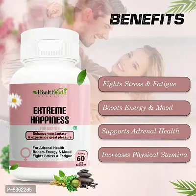 Health Veda Organics Extreme Happiness 500 mg I 60 Capsules I Enhances Immunity  Improves Energy Levels I Boosts Stamina I Only for Women-thumb3