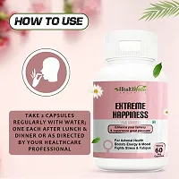 Health Veda Organics Extreme Happiness 500 mg I 60 Capsules I Enhances Immunity  Improves Energy Levels I Boosts Stamina I Only for Women-thumb3