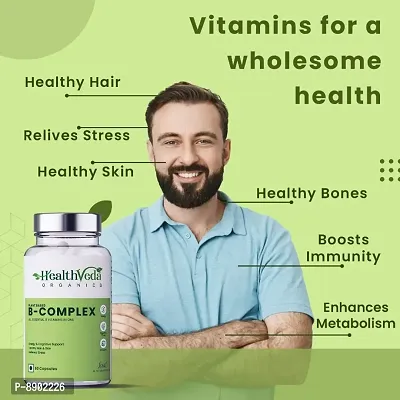 Health Veda Organics Plant Based Vitamin B-Complex with 100% RDA B1, B2, B3, B5, B6, B9  B12 | 60 Veg Capsules | Hair Growth, Enhances Immunity  Energy | For both Men  Women I For both Men  Women-thumb3