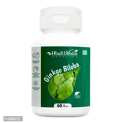 Health Veda Organics Ginkgo Biloba 120 mg | 60 Veg Capsules | Supports Better Concentration, Memory  Learning | For Men  Women