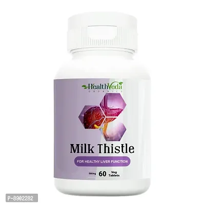 Health Veda Organics Milk Thistle, 600 mg | 60 Veg Tablets | Liver Support, Liver Detox  Enhanced Bile Circulation | For both Men  Women