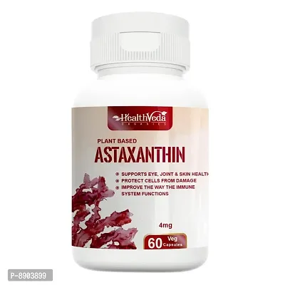 Health Veda Organics Plant Based Astaxanthin 6 mg Supplement I 60 Veg Capsules I Supports Eye, Joint  Skin Health I Boosts Immune System I For both Men  Women