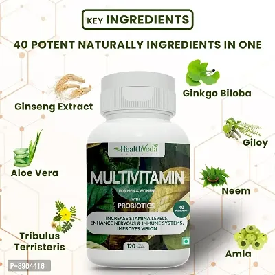 Health Veda Organics Multivitamin with Probiotics - 40 Ingredients with Neem, Amla  Giloy extract I 120 Veg Tablets I Boosts Stamina, Nervous Systems  Improves Vision I for Men  Women-thumb4