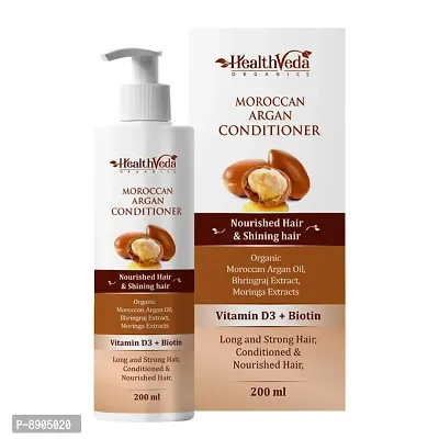 Health Veda Organics Moroccan Argan Conditioner | 200 ML | With Vitamin D3  Biotin for Long, Strong, Nourished  Shiny Hair | No Sulphate, Paraben  Silicon | For Both Men  Women-thumb0