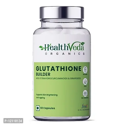 Health Veda Organics Plant Based Glutathione Builder with Tetrahydrocurcuminoids  Grape Seed Extract | 60 Veg Capsules| Antioxidant Support for Anti-Ageing, Youthful  Brightening Skin| For Both Men