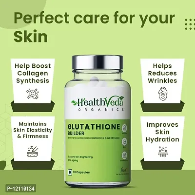 Health Veda Organics Plant Based Glutathione Builder with Tetrahydrocurcuminoids  Grape Seed Extract | 60 Veg Capsules| Antioxidant Support for Anti-Ageing, Youthful  Brightening Skin| For Both Men-thumb3