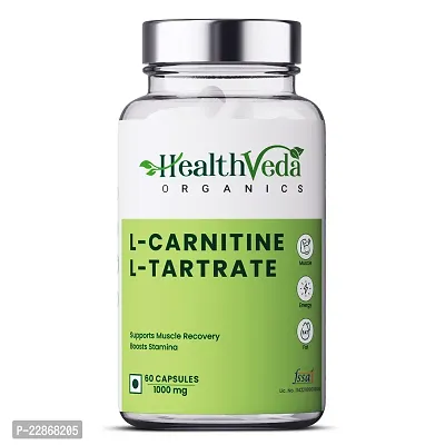 Health Veda Organics L Carnitine L-Tartrate, 1000mg | Pre-Workout Supplements | Supports Muscle Recovery  Endurance | For Both Men  Women I 60 Veg Capsules-thumb0