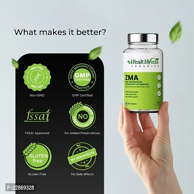 Health Veda Organics ZMA (Zinc, Magnesium Aspartate  Vitamin B6) | Supports Muscle Recovery  Sleep Quality | For Both Men  Women | 60 Veg Tablets-thumb5