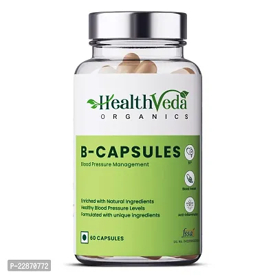 Health Veda Organics B Capsules | 60 Veg Capsules | Maintains Blood Pressure Levels | Supports Heart Health | For both Men  Women