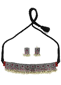 Uniqlive Silver- Platted Choker Set | Traditional Handcrafted Jewelry Set-thumb1